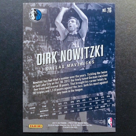 Dirk Nowitzki - 2017-18 Prestige #76 - Picture 2 of 2